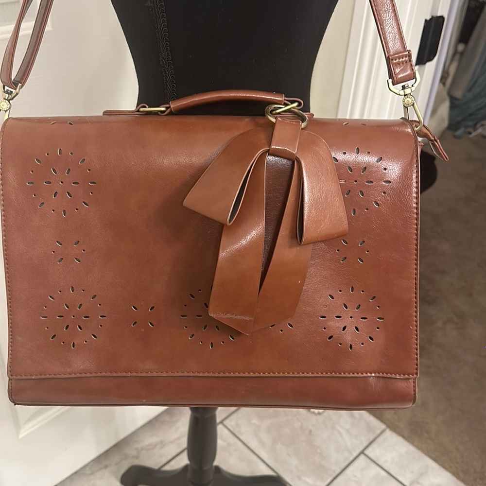 Women’s faux leather bow big briefcase